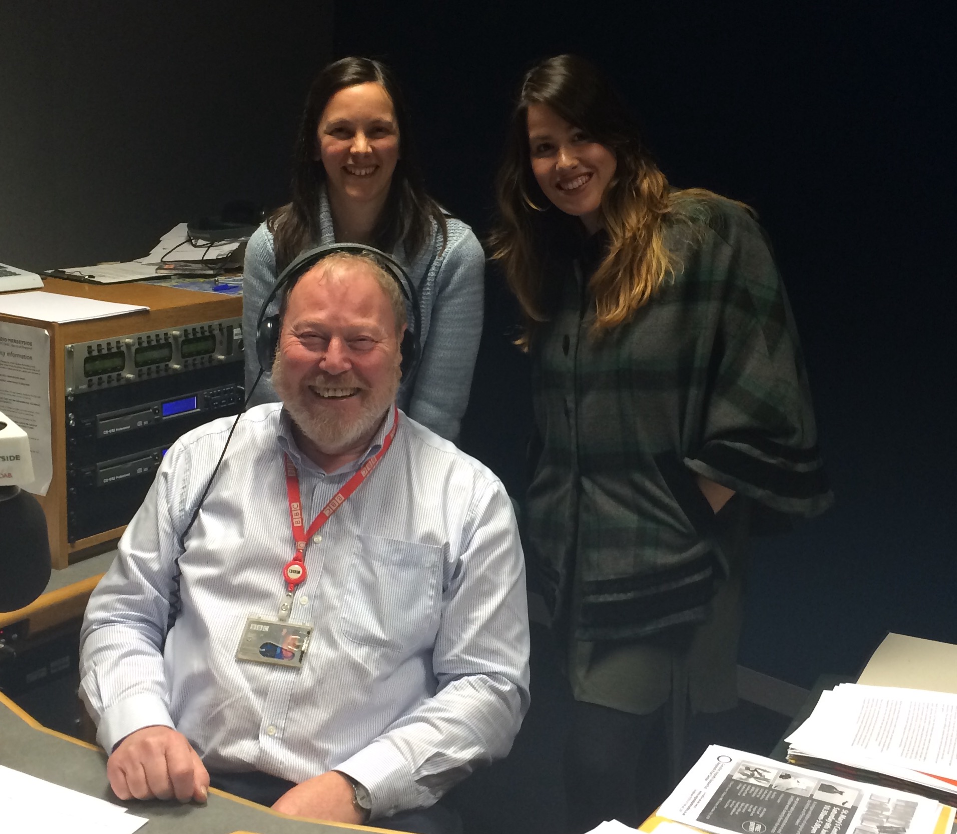 Emma and Colette joining Roger Phillips for a studio selfie at BBC Radio Merseyside!