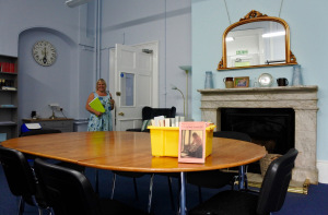 Jane in the refurbished Prinovis Reading Room (credit: Shirley Bateman)